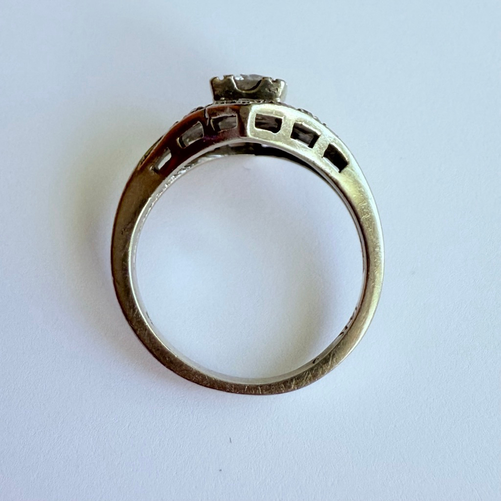 Estate Art Deco 14K Gold Custom .50 CT Solitaire Diamond Antique Engagement Ring - Picture 7 of 13